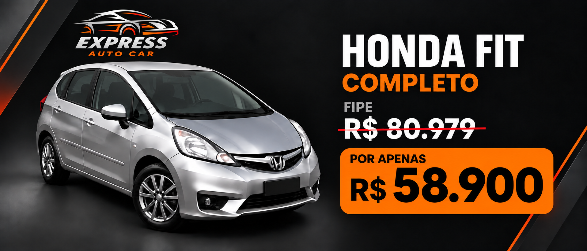 Honda Fit completo — FIPE R$ 80.979, por R$ 58.900