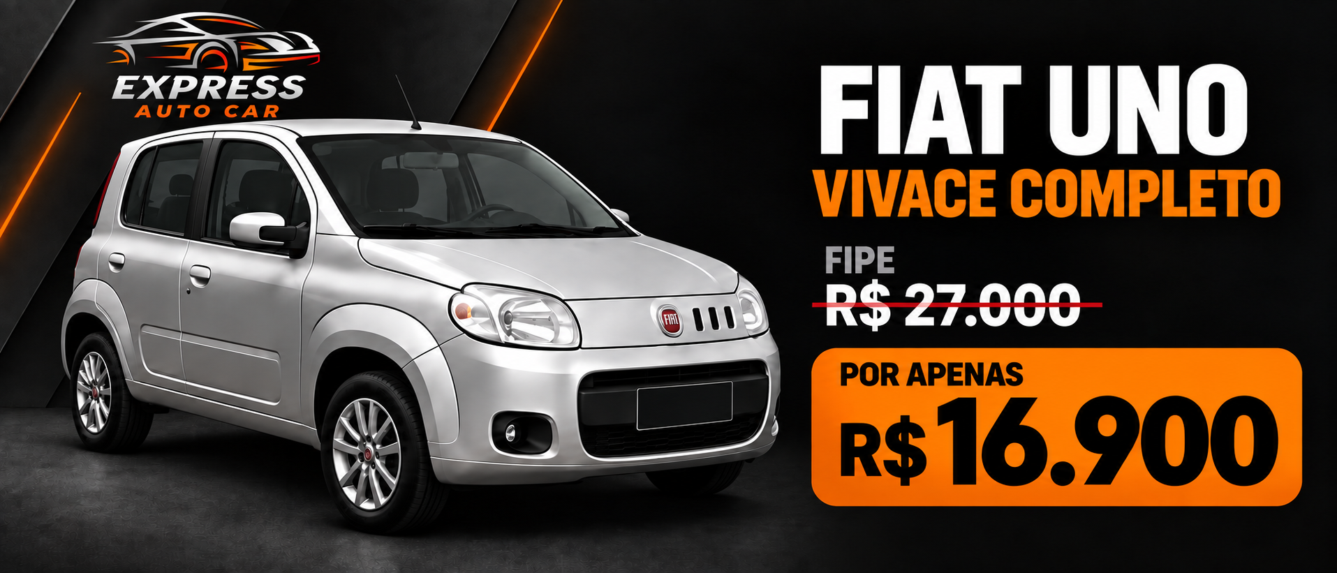 Fiat Uno Vivace completo — FIPE R$ 27.000, por R$ 16.900