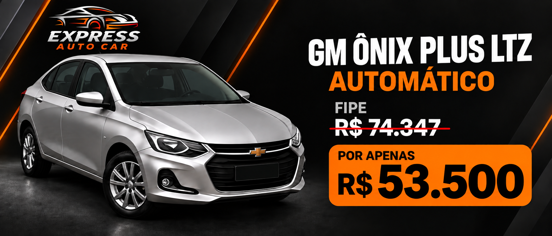 GM Ônix Plus LTZ automático — FIPE R$ 74.347, por R$ 53.500